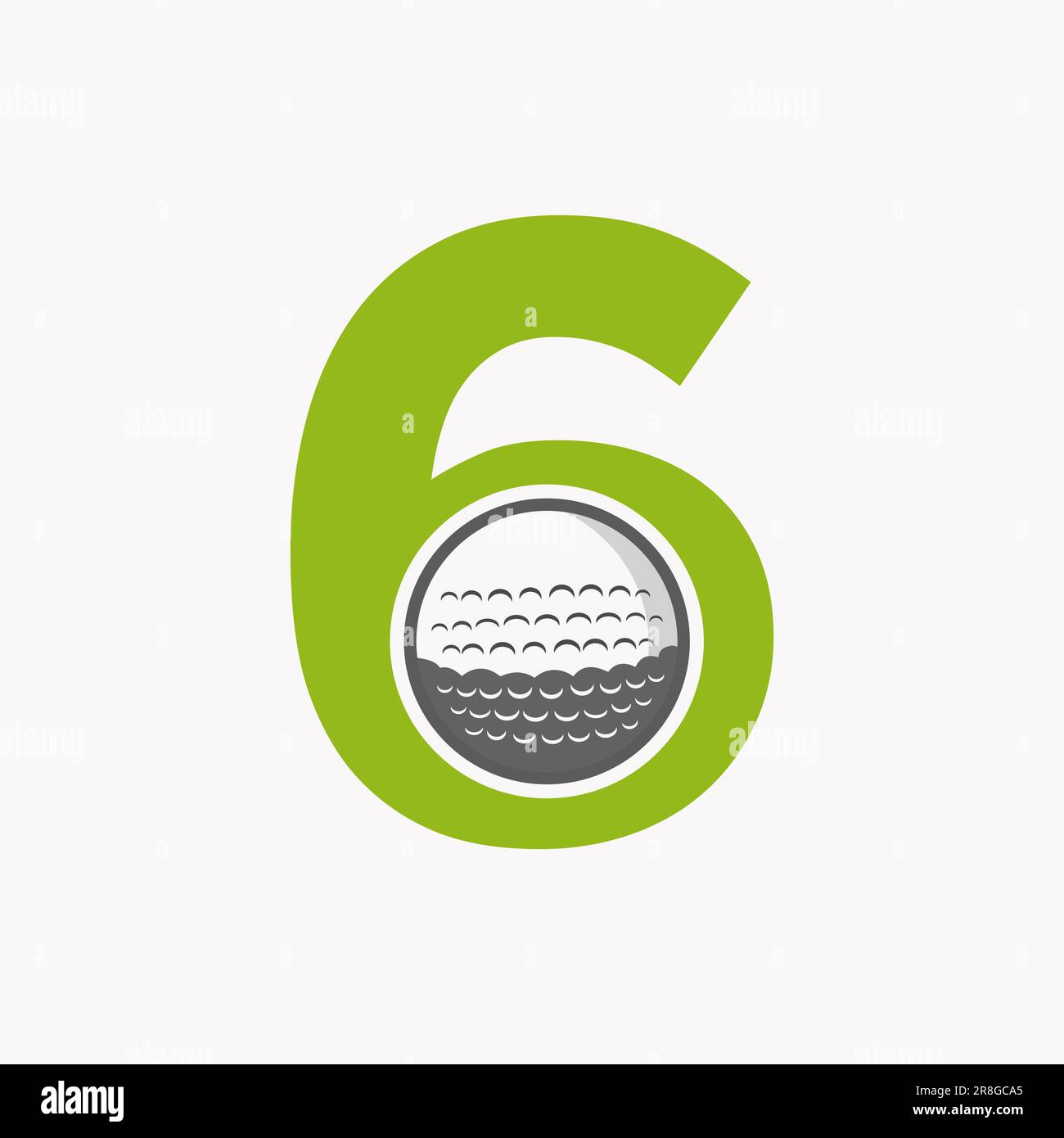 Golf Logo On Letter 6. Initial Hockey Sport Academy Sign, Club Symbol