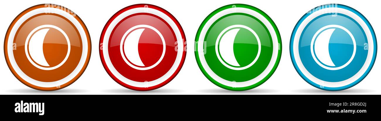 Moon glossy icons, set of modern design buttons for web, internet and ...