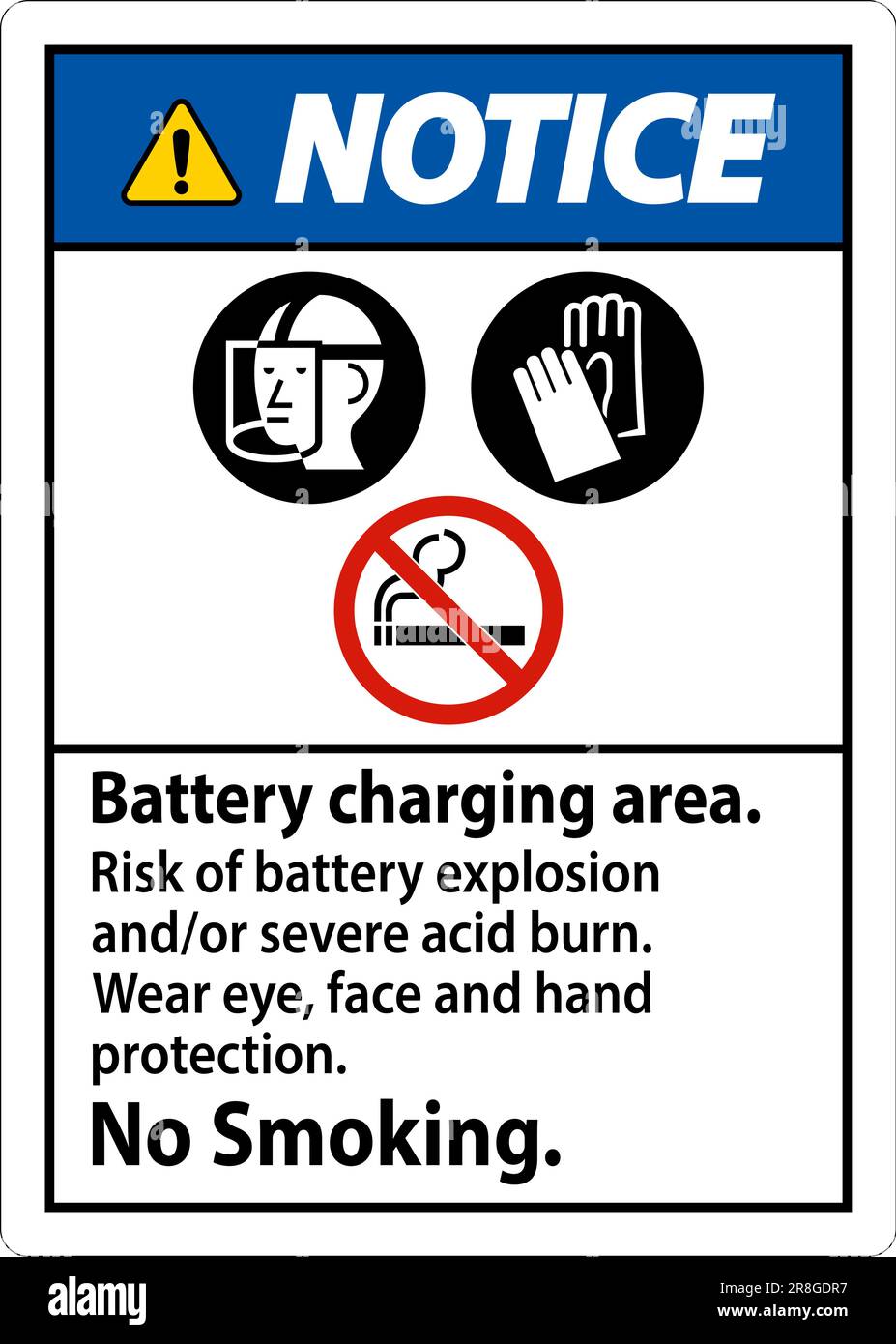 Notice Sign Battery Charging Area, Risk of Battery Explosion or Severe