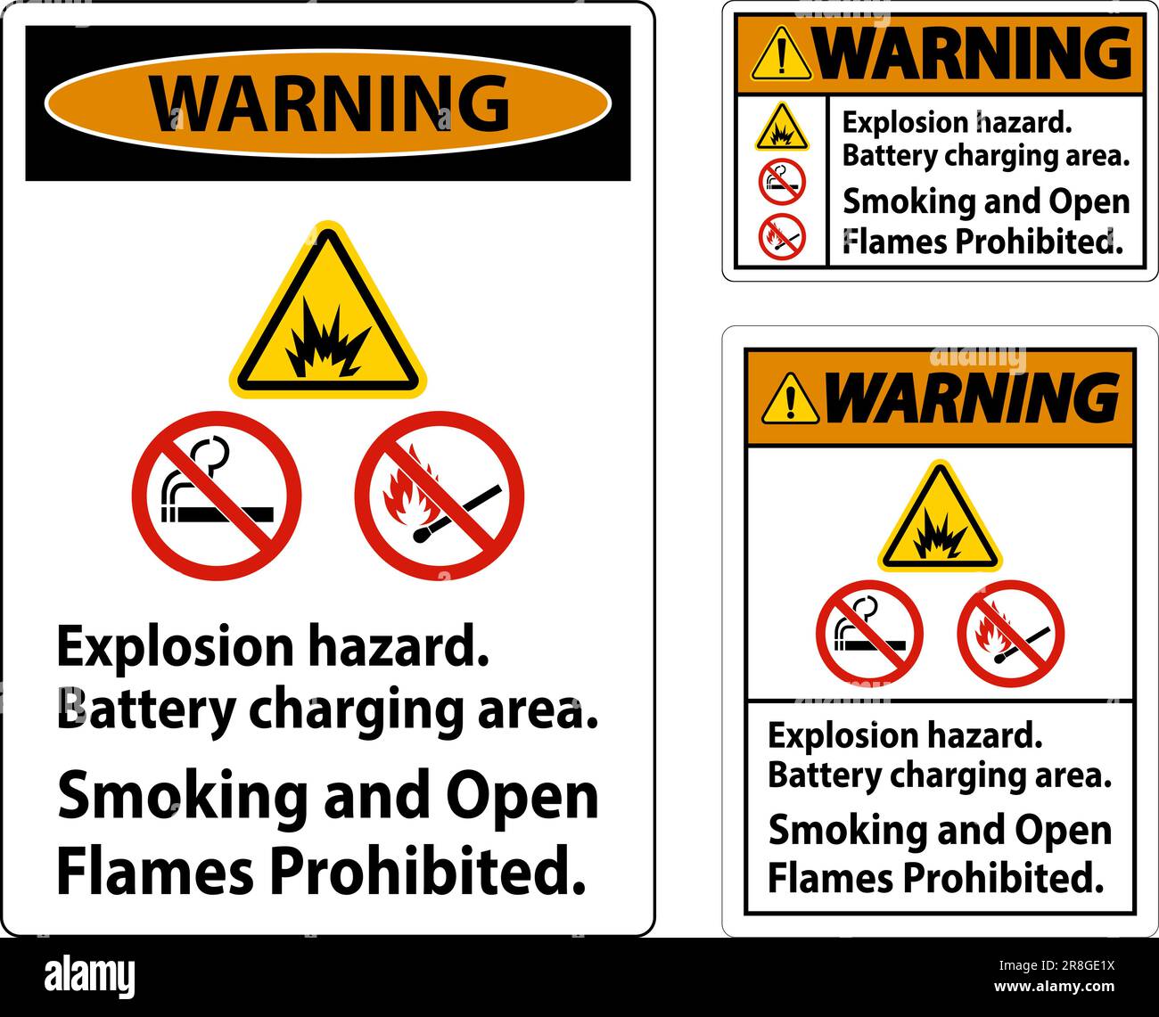 Warning Sign Explosion Hazard, Battery Charging Area, Smoking And Open