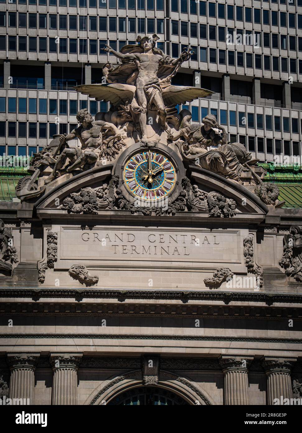 Mercury clock with Tiffany glass Grand Central Terminal in New York City. Stock Photo