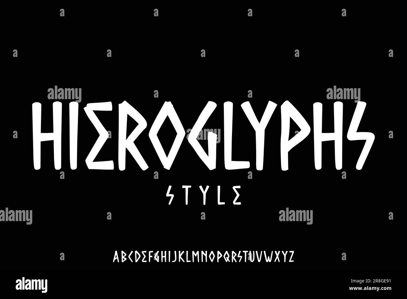 Unique decorative ancient hieroglyphs font vector. Creative typography style alphabet illustration Stock Vector