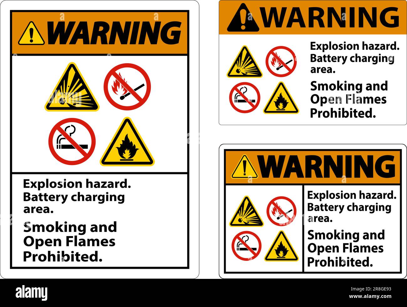 Warning Sign Explosion Hazard, Battery Charging Area, Smoking And Open