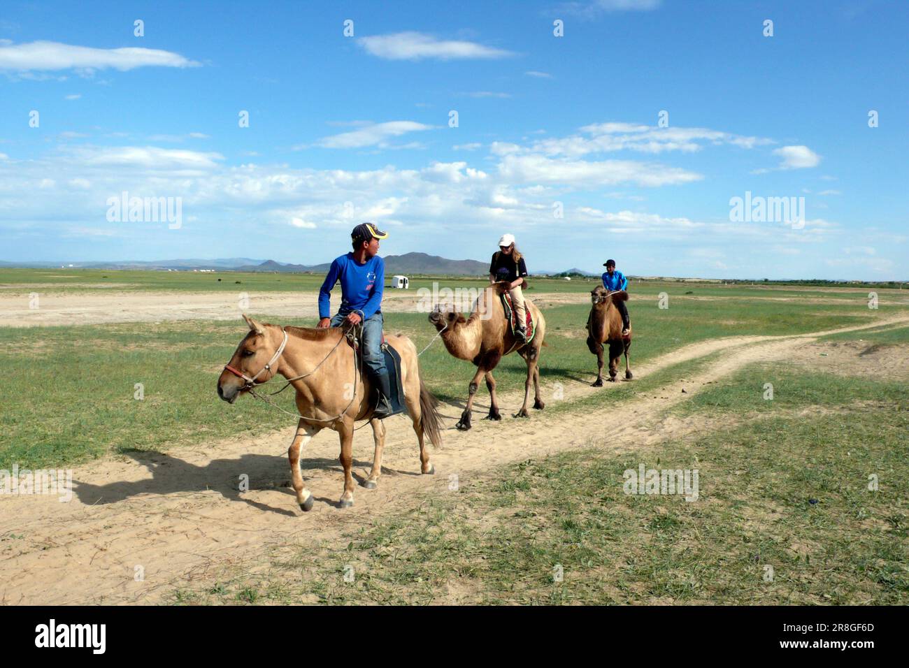 Tourist In The Mongolian Steppe, Mongolia Stock Photo - Alamy