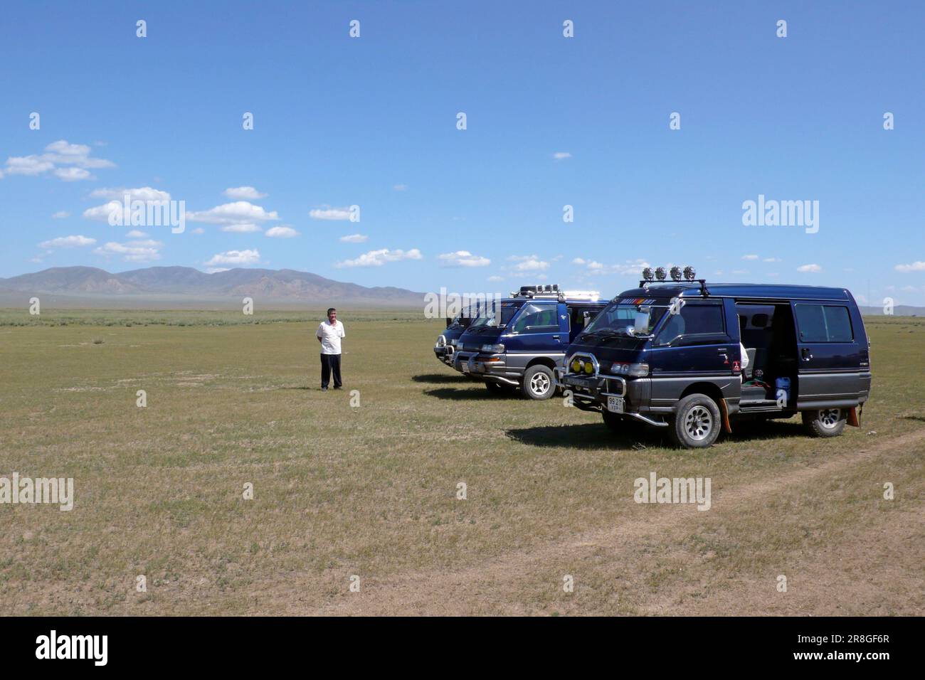Minivan For Tourists, Mongolia Stock Photo