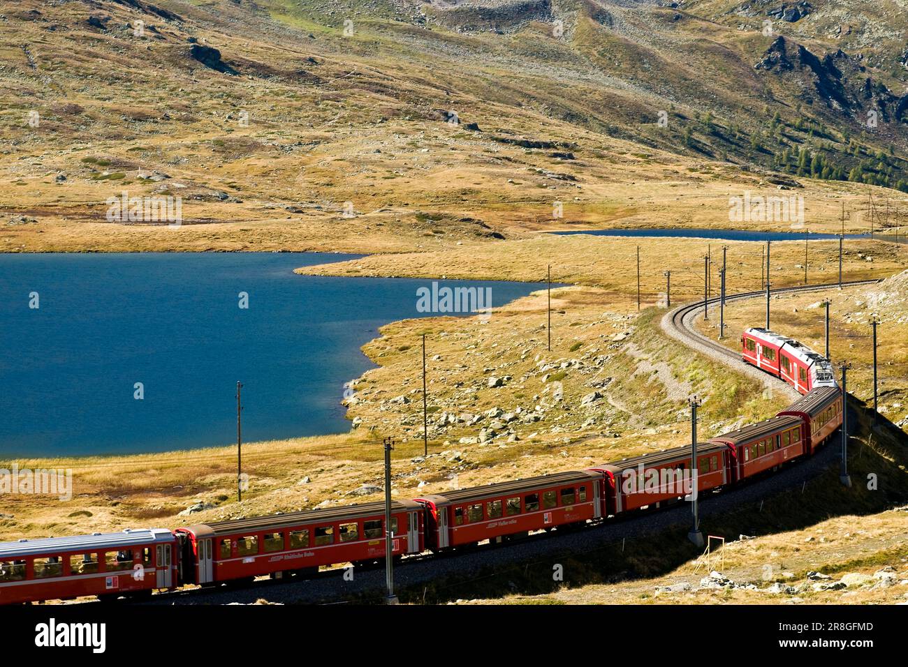 Bernina Express Train, Bernina Pass, Switzerland Stock Photo Alamy