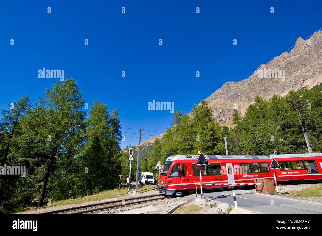 Bernina Express Train, Bernina Pass, Switzerland Stock Photo Alamy