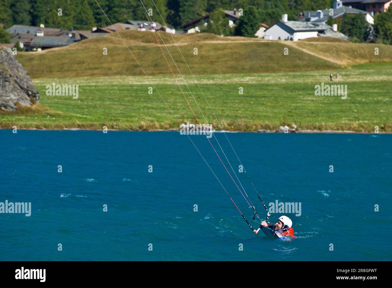 Kitesurf on The Lake, St. Moritz, Switzerland Stock Photo