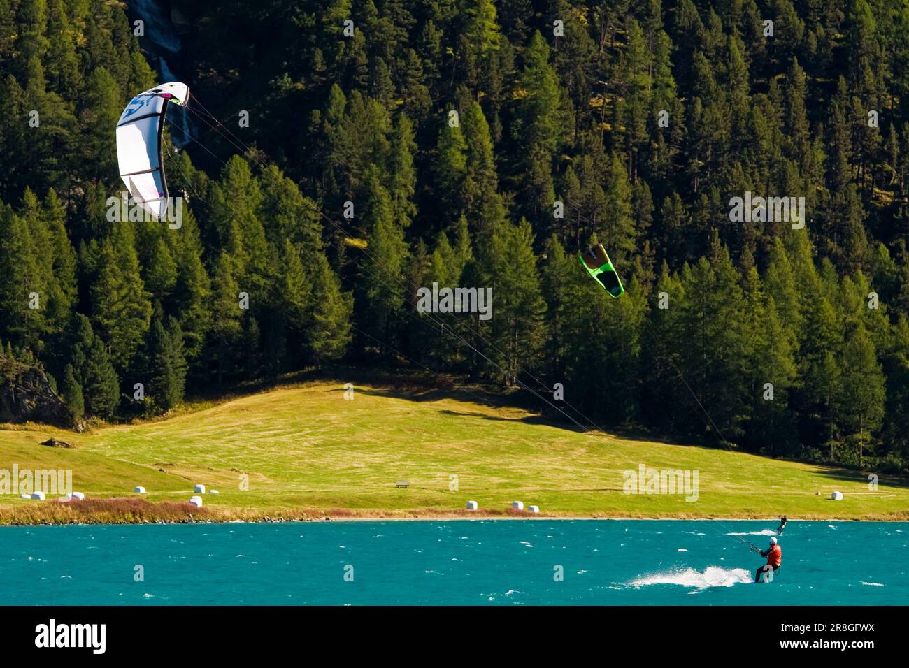 Kitesurf on The Lake, St. Moritz, Switzerland Stock Photo