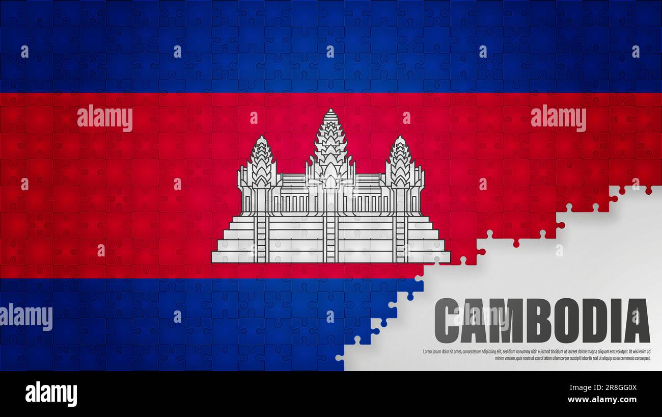 Cambodia jigsaw flag background. Element of impact for the use you want to make of it. Stock Vector