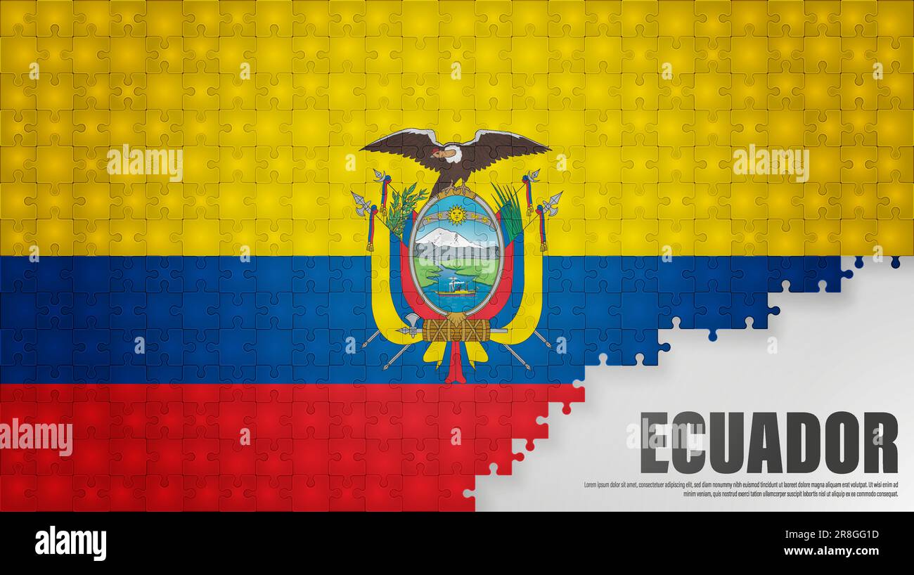 Ecuador jigsaw flag background. Element of impact for the use you want to make of it. Stock Vector