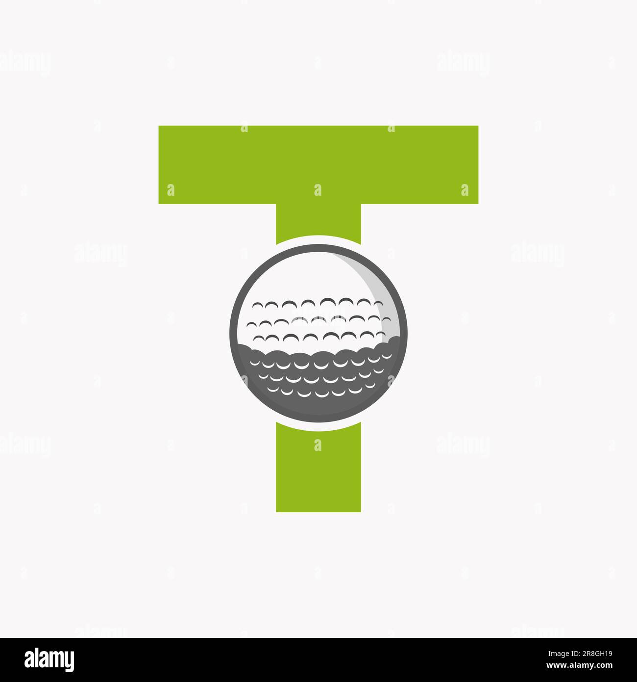 Golf Logo On Letter T. Initial Hockey Sport Academy Sign, Club Symbol