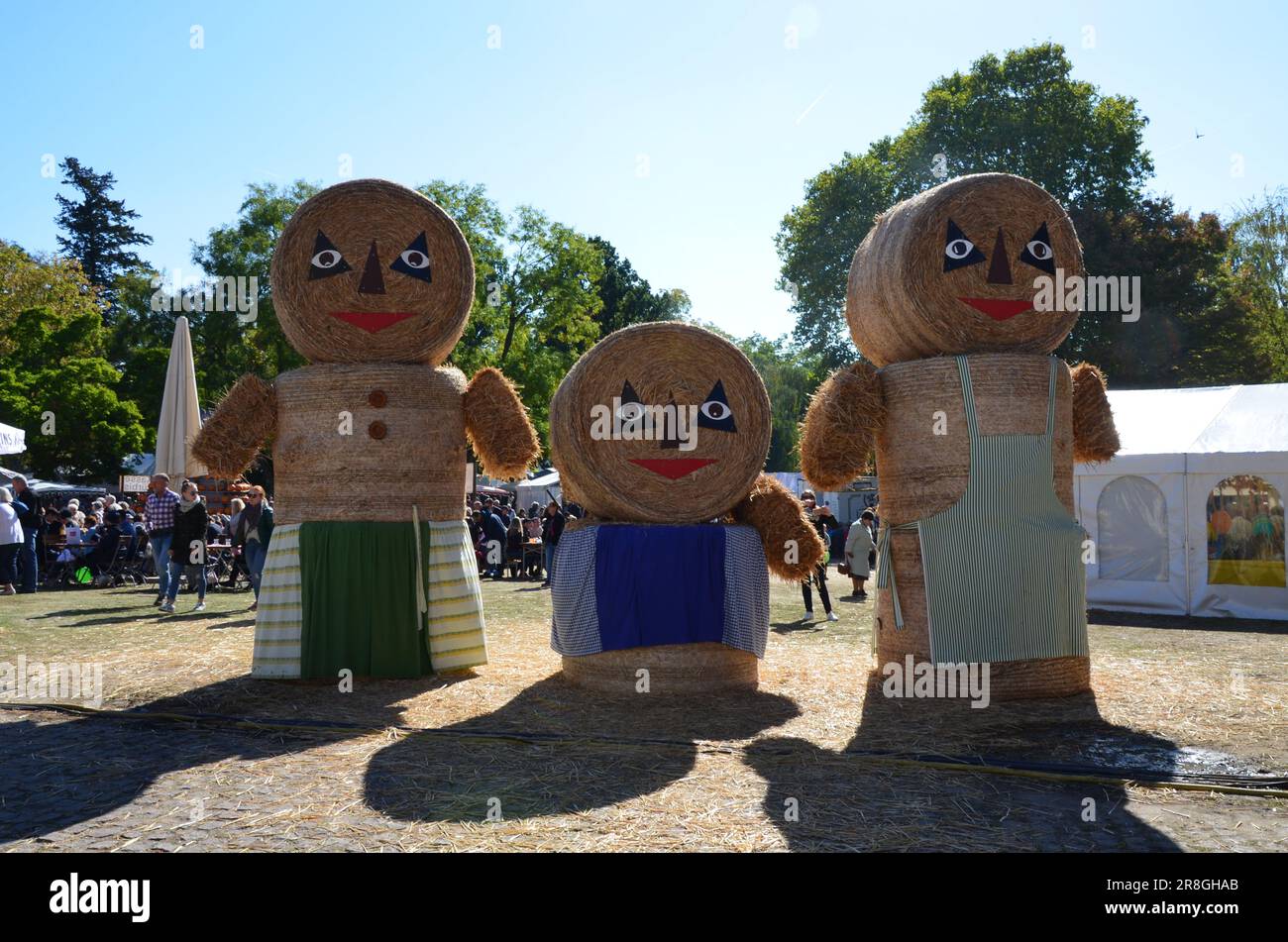 Wiesbaden, Germany - 09.30.2018: figures made out of straw bales Stock Photo