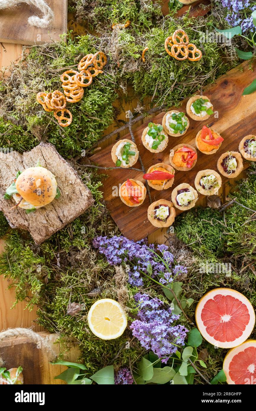 Outdoor reception finger food catering Stock Photo Alamy