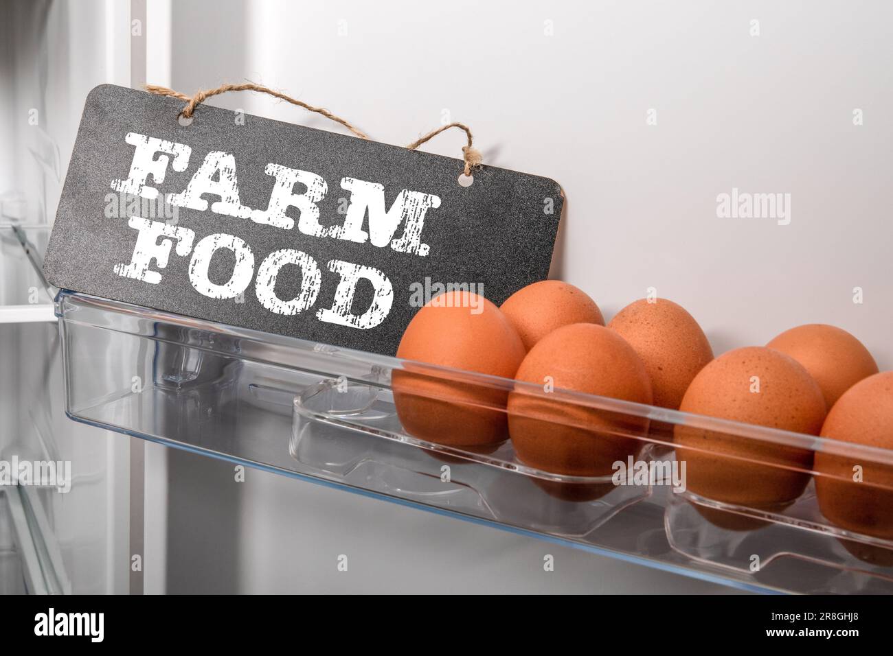 Farm Food Concept. Chicken eggs in the fridge Stock Photo Alamy