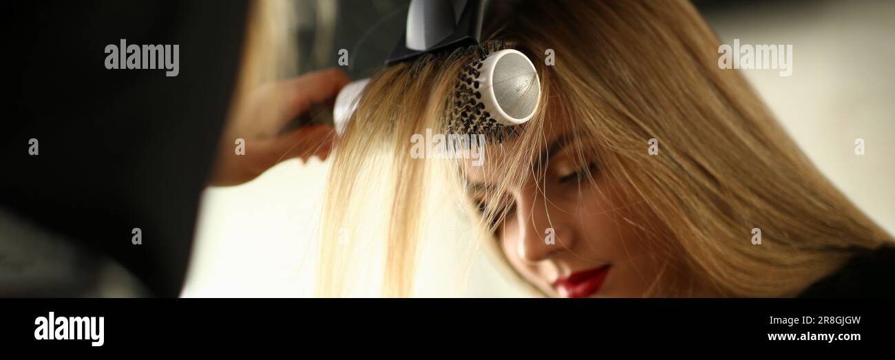Drying hair hair dryer round hi-res stock photography and images - Alamy