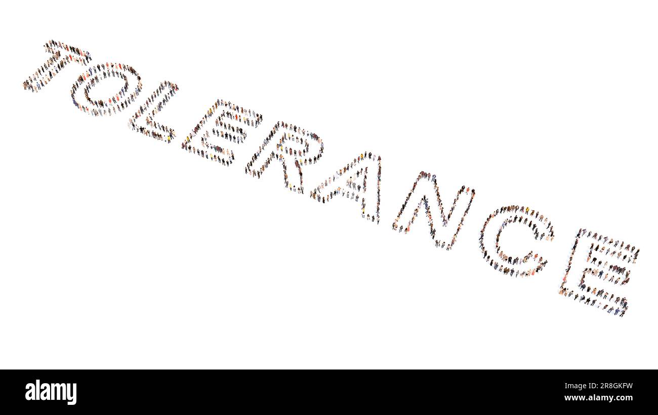 Concept conceptual large community of people forming the word TOLERANCE