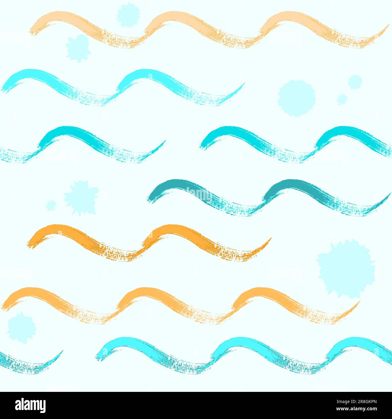 Grunge seamless pattern with brush painted waves Stock Vector
