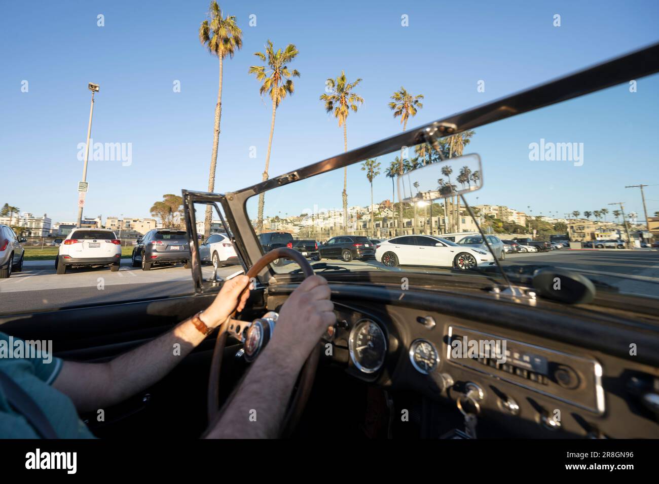 Los Angeles, California, USA. 21st Apr, 2023. Driving a vintage British