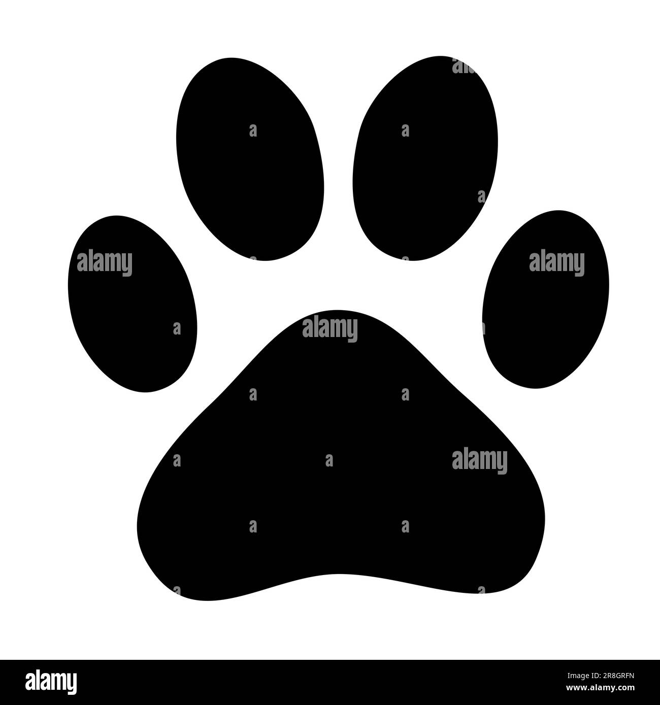 ISOLATED PUPPY DOG PAW FOOTPRINT, SILHOUETTE IN BLACK COLOR Stock Vector