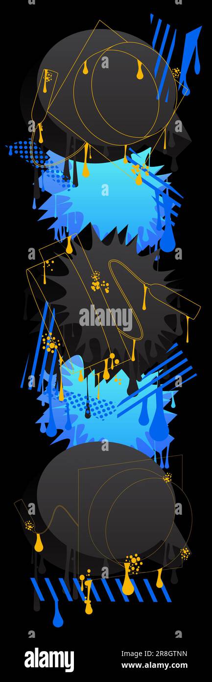 Abstract blue and black graffiti Graduation Cap Background. Modern street art Education, Graduate decoration performed in urban painting style. Stock Vector