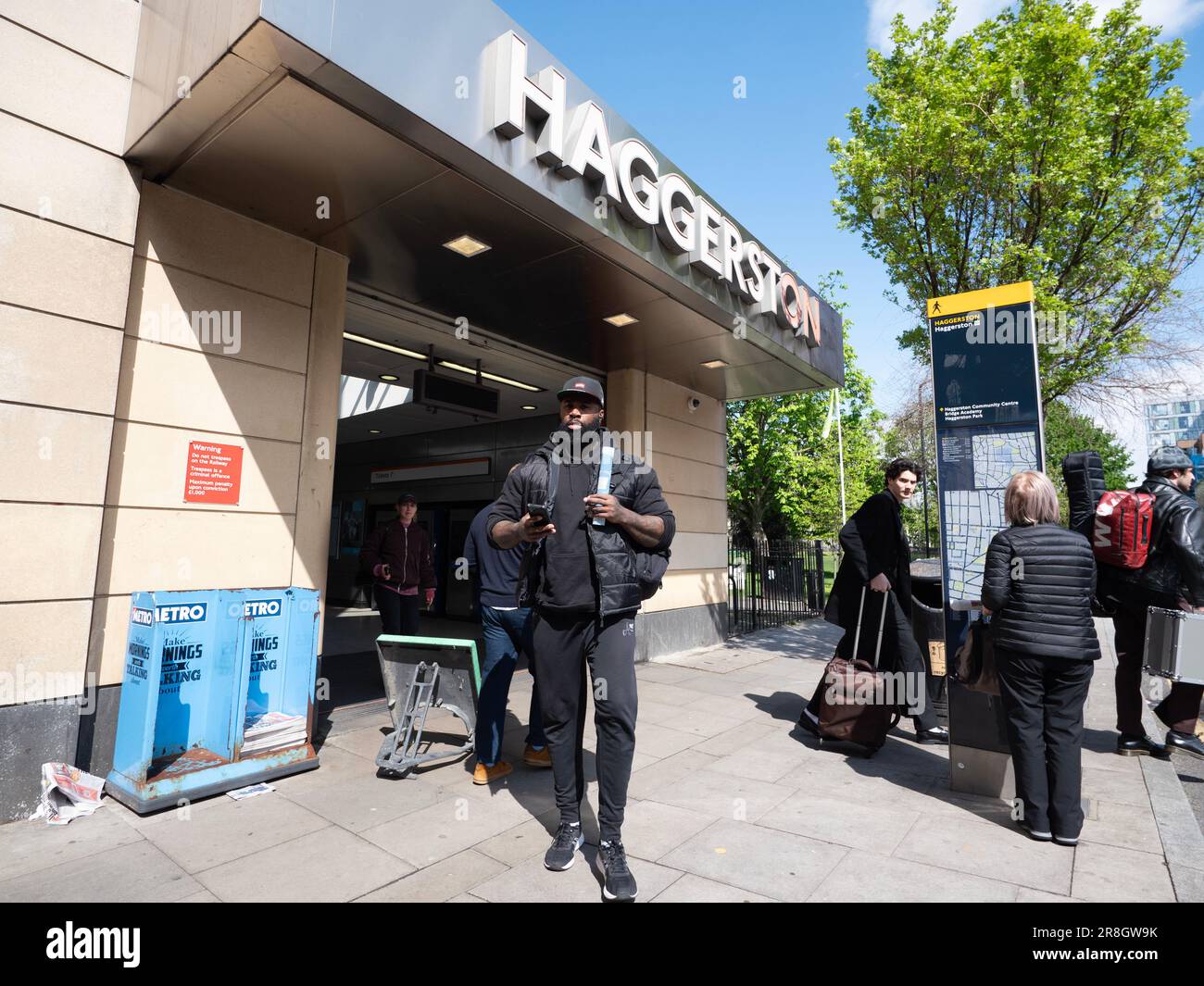 Winrush Line The modern facade of Haggerston Station on the Windrush line (formerly ...