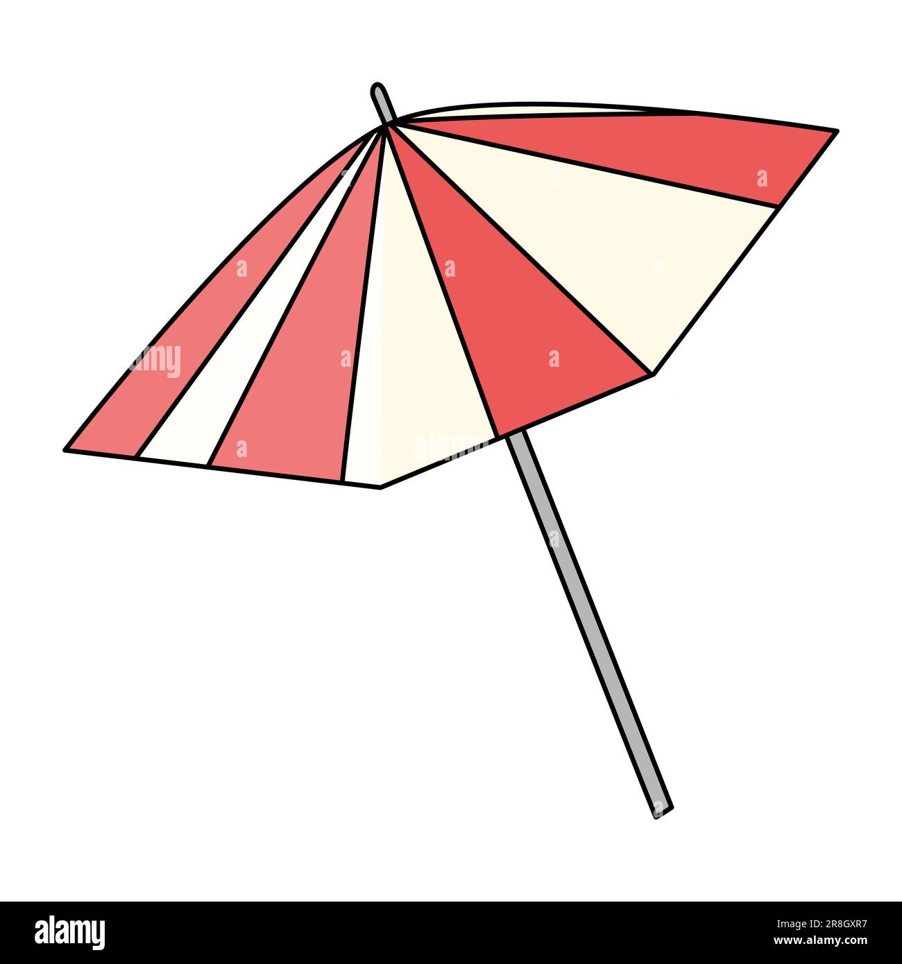 Beach or swimming pool umbrella red and white, vacation and travel