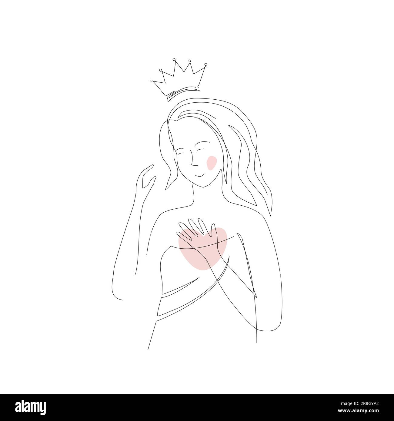 Happy woman in a towel after taking a bath with an imaginary crown. Self care and self love