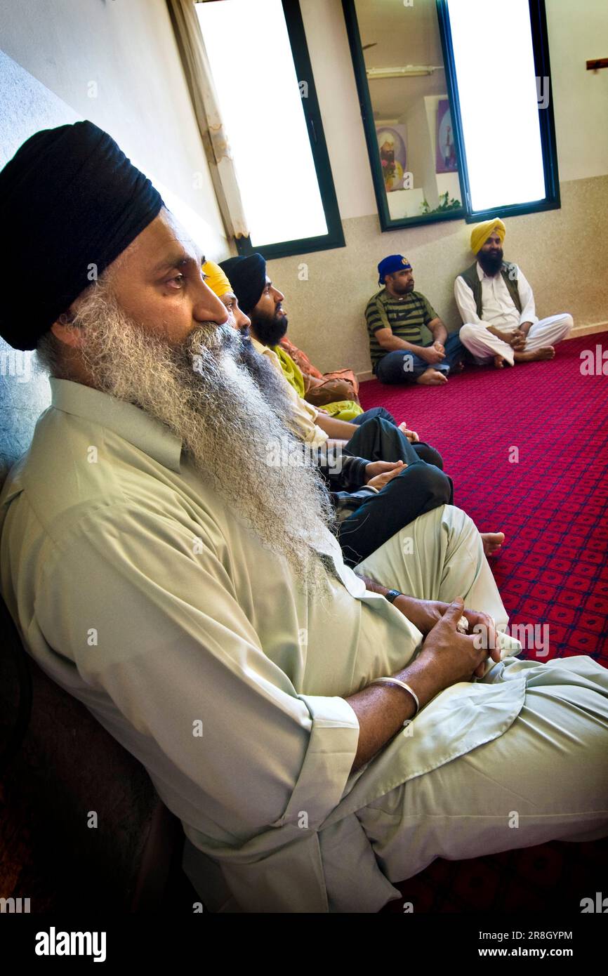 Mr. Singh Arpal the President of Association. Sikhdharma Gurdwara Singh Sabha Association. Novellara. Reggio Emilia province. Italy Stock Photo