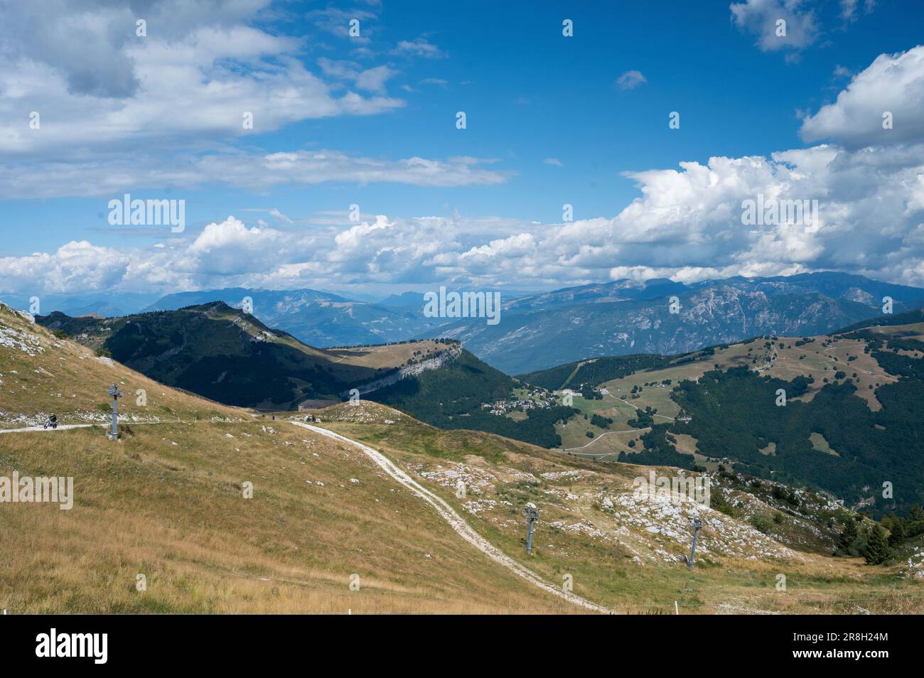 The plateau at the top of Monte Baldo, the mountain over Malcesine on Lake Garda Stock Photo