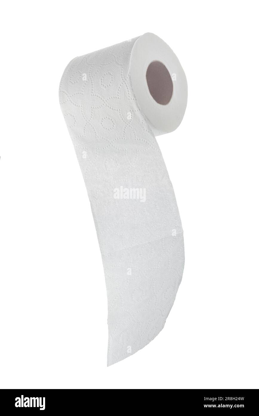 White toilet paper roll unrolling isolated on white with clipping path included Stock Photo Alamy