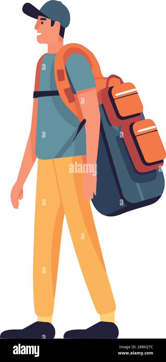 Tourist carrying backpack, walking Stock Vector Image & Art - Alamy