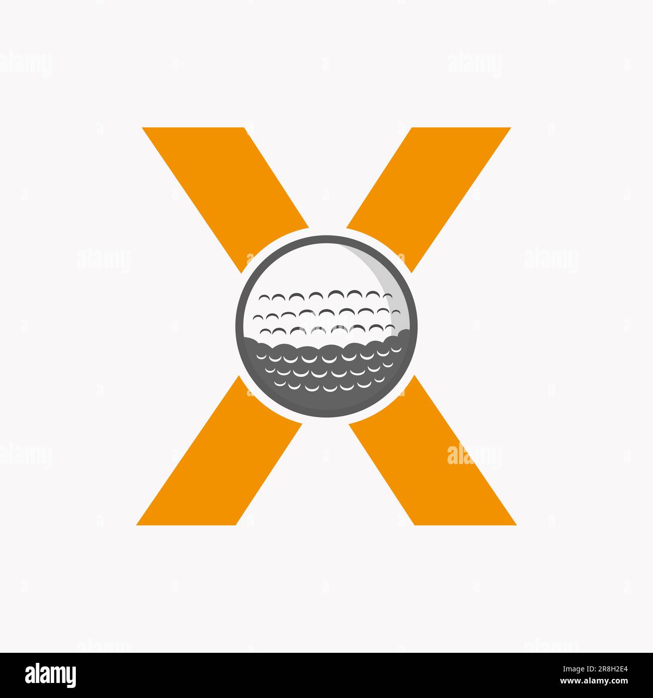 Golf Logo On Letter X. Initial Hockey Sport Academy Sign, Club Symbol Stock Vector