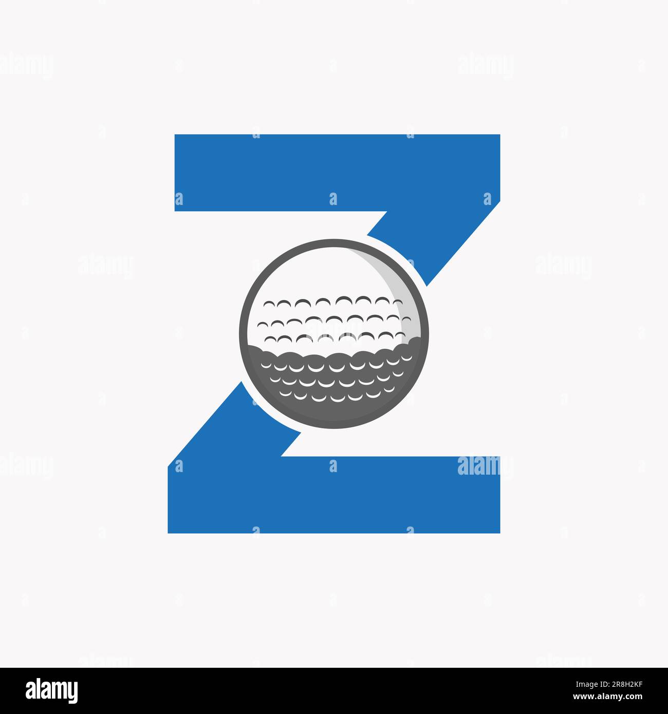 Golf Logo On Letter Z. Initial Hockey Sport Academy Sign, Club Symbol Stock Vector