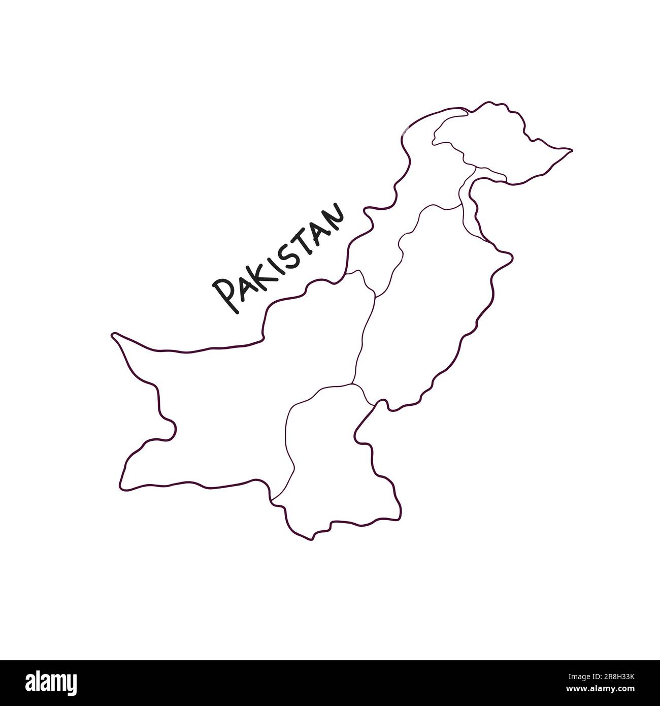 hand drawn doodle map of Pakistan Stock Vector