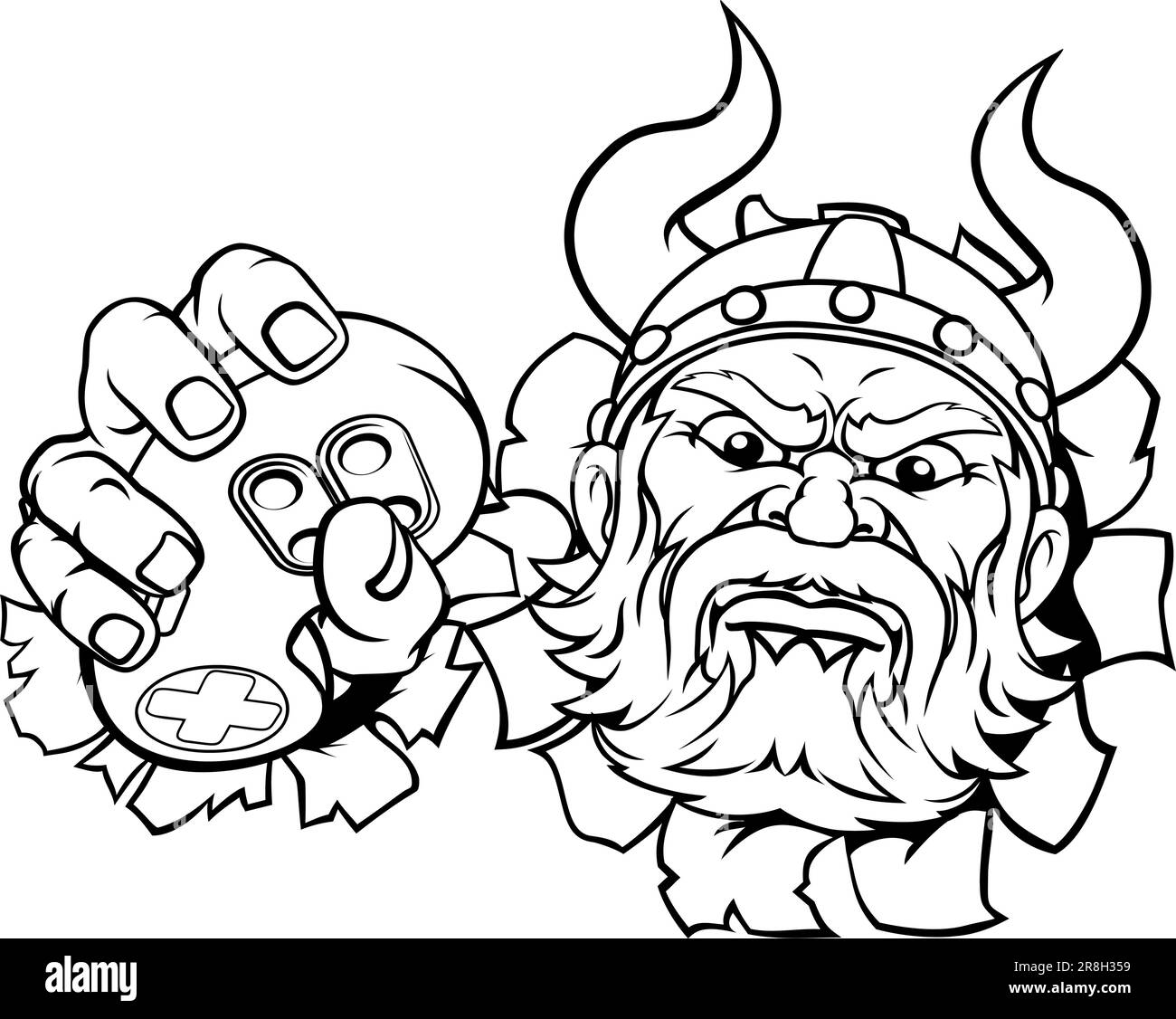 Viking Gamer Video Game Controller Mascot Cartoon Stock Vector Image