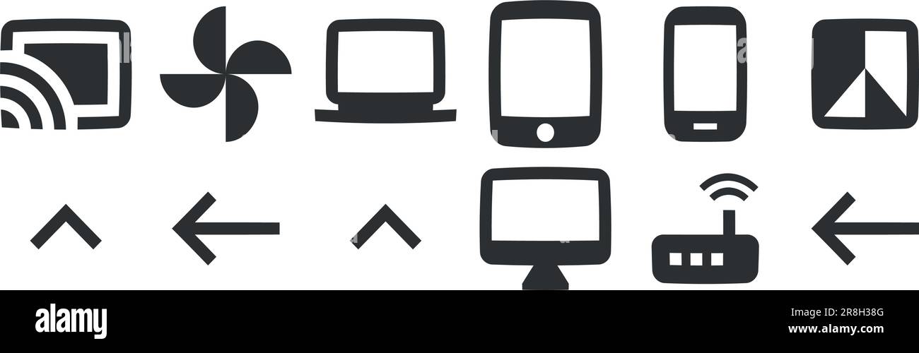 Set of 12 icons Hardware. Vector collection thin line Web icon. Set ...