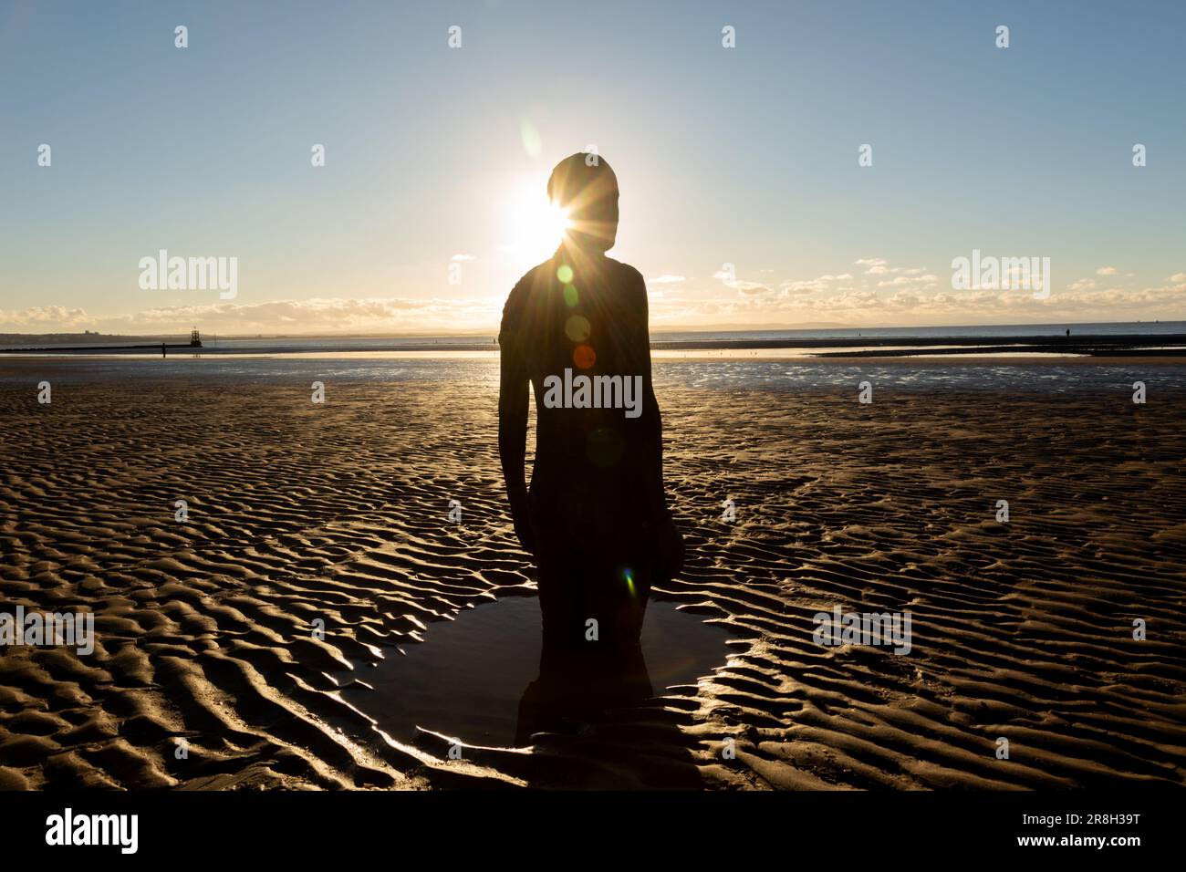 Antony Gormley Another Place, sculpture on Crosby beach, Liverpool, UK