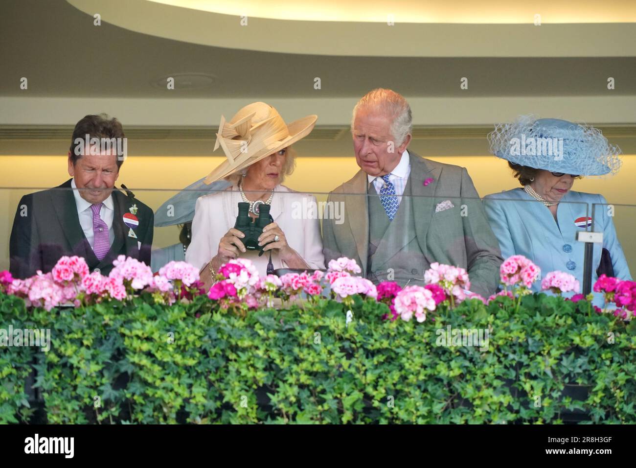 Royal Advisor to the Queen John Warren (left), Queen Camilla, King