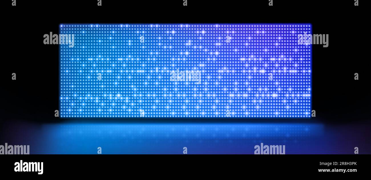 Led light screen concert or show background. Board wall stage with monitor  glow tv pixel texture pattern. Digital television technology lcd projection  studio for cinema or disco club performance Stock Vector Image