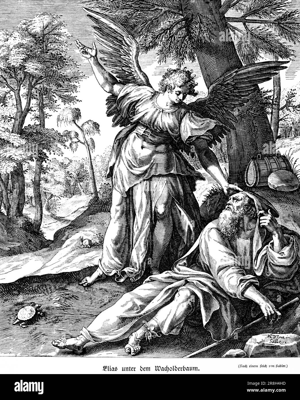 Elijah under the juniper tree, First Book of Kings, chapter 19, Verses 18, Old Testament, Bible