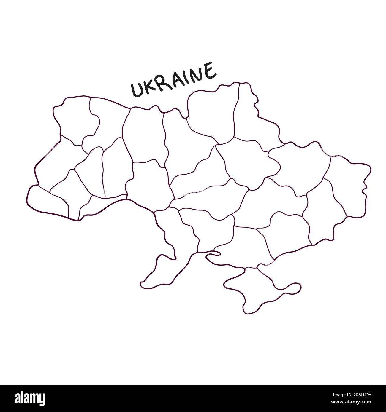 hand drawn doodle map of Ukraine Stock Vector