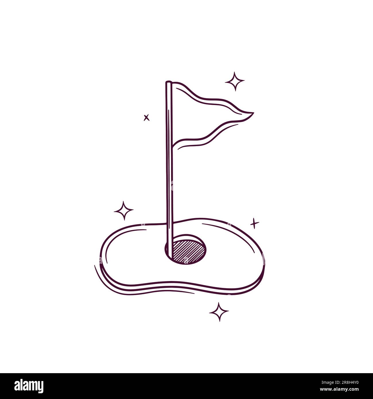 Hand Drawn Mini Golf Icon. Doodle Vector Sketch Illustration Stock