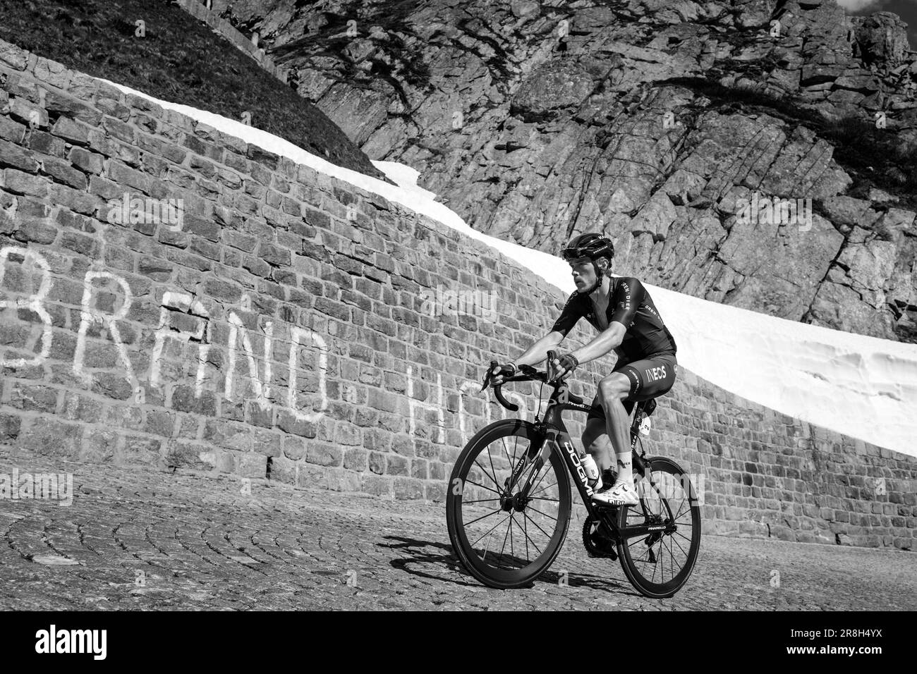 Switzerland. Tour de Suisse. Gotthard pass (Tremola). Rohan Dennis Stock Photo