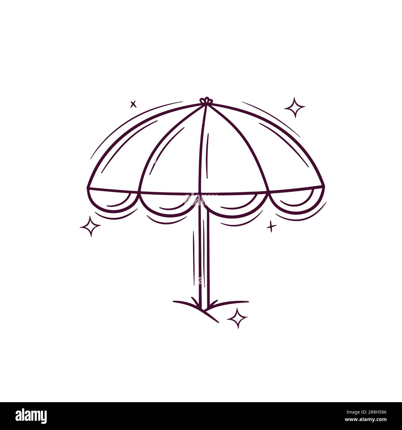 Hand Drawn Beach Umbrella. Doodle Vector Sketch Illustration Stock