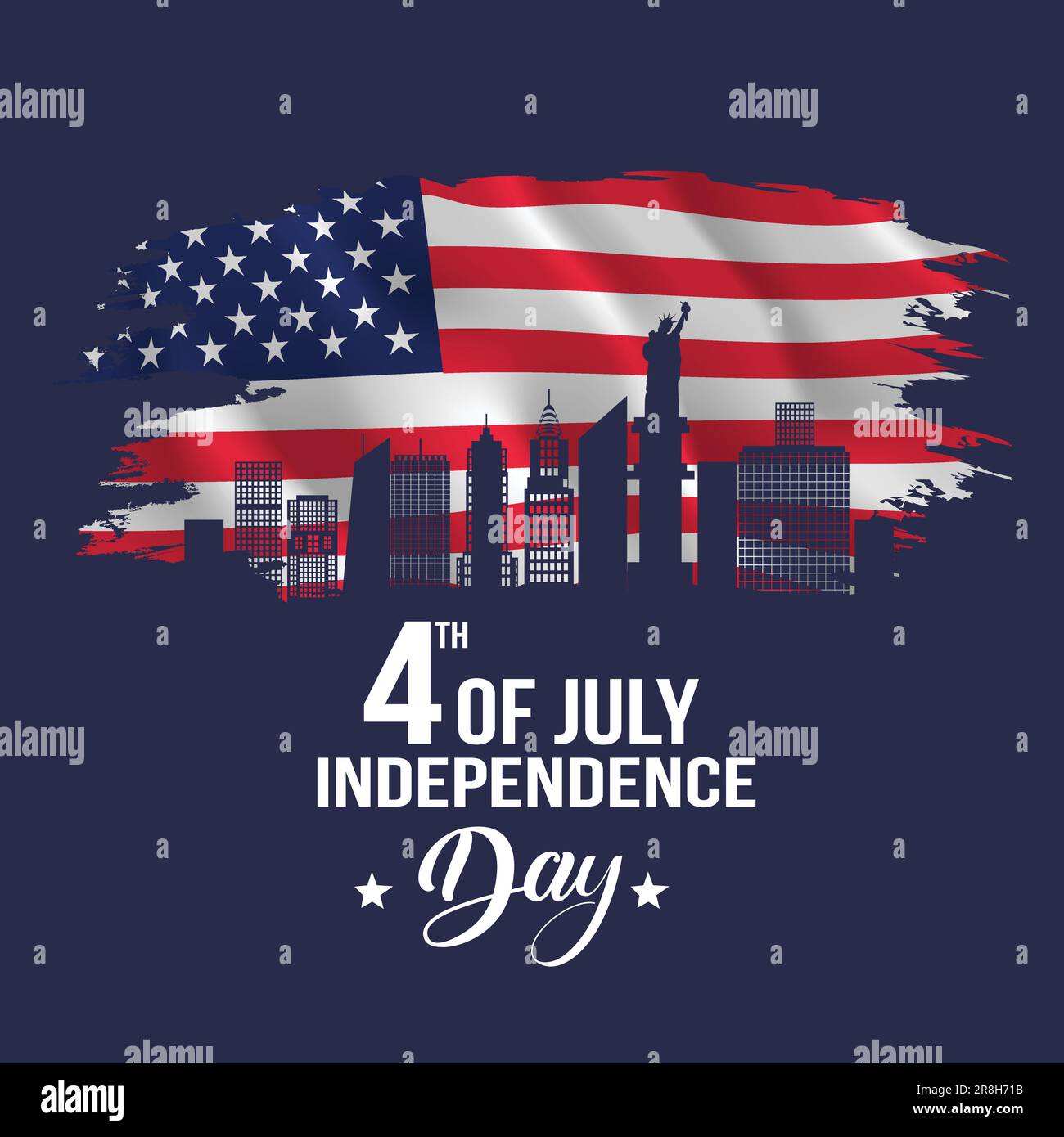 happy independence day. brushed flag with lettering. vector illustration design Stock Vector