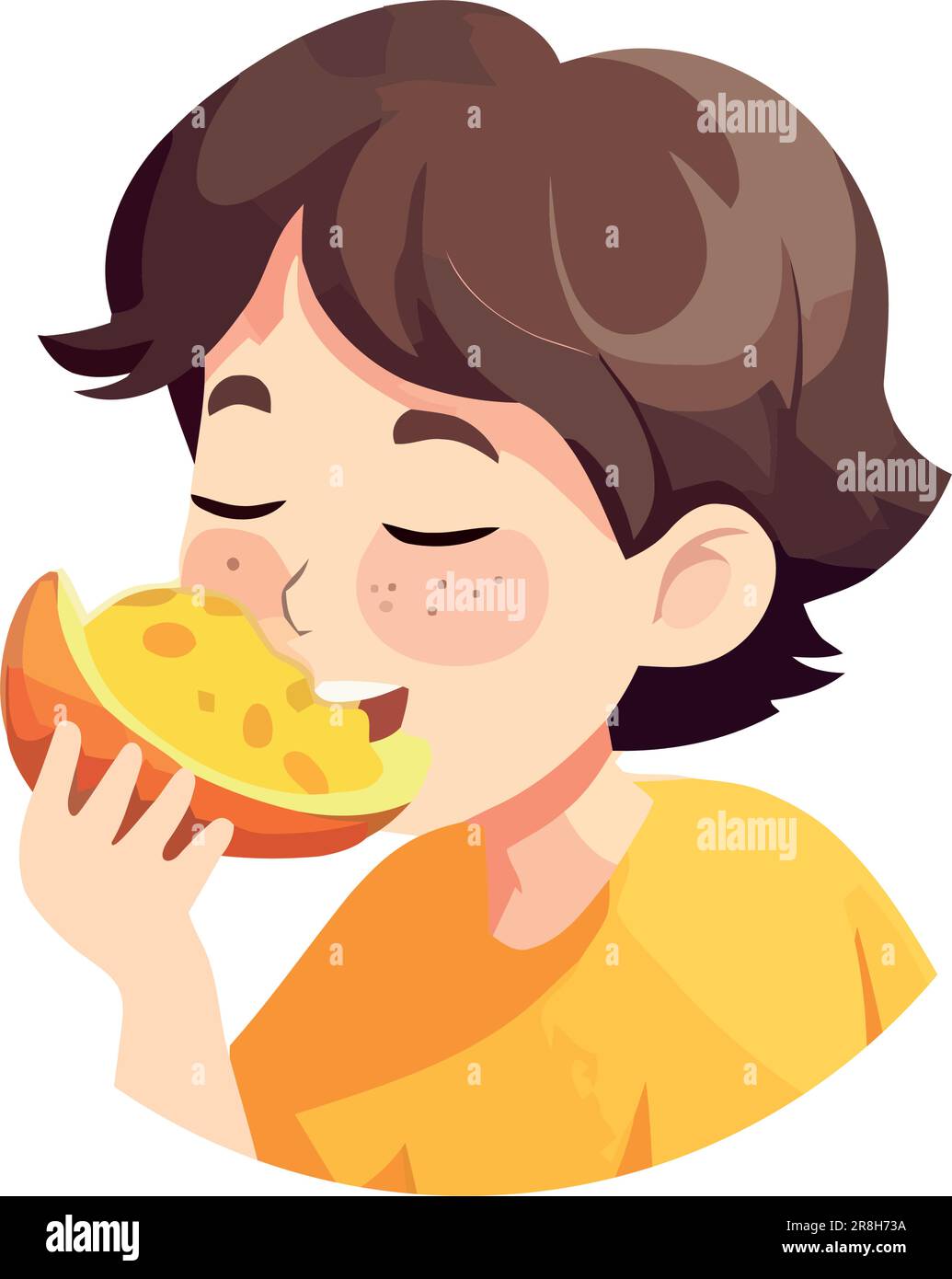 cute-cartoon-boy-eating-snack-happily-stock-vector-image-art-alamy
