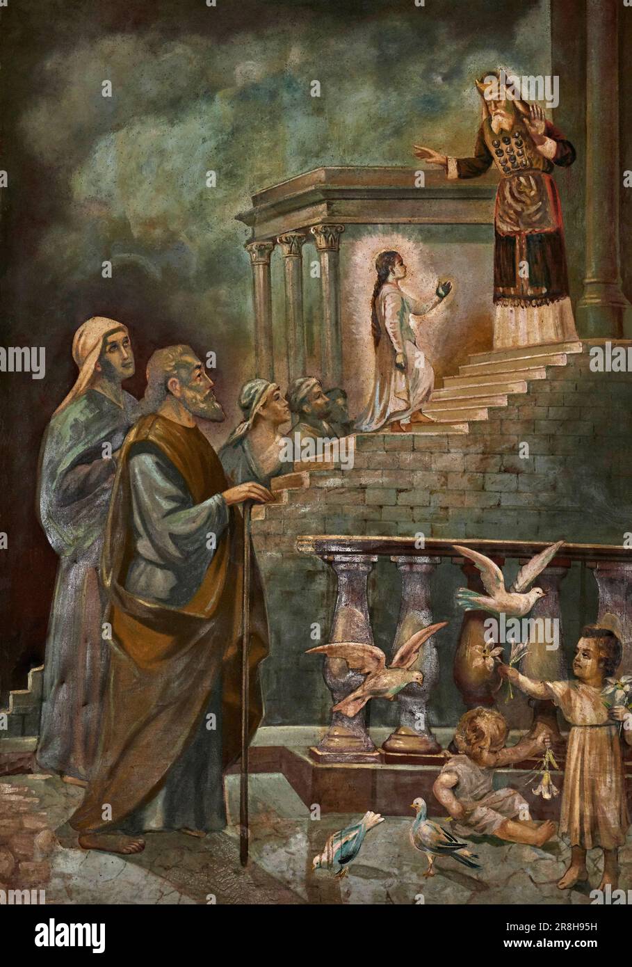 Presentazione di Maria al tempio affresco pittore siciliano della