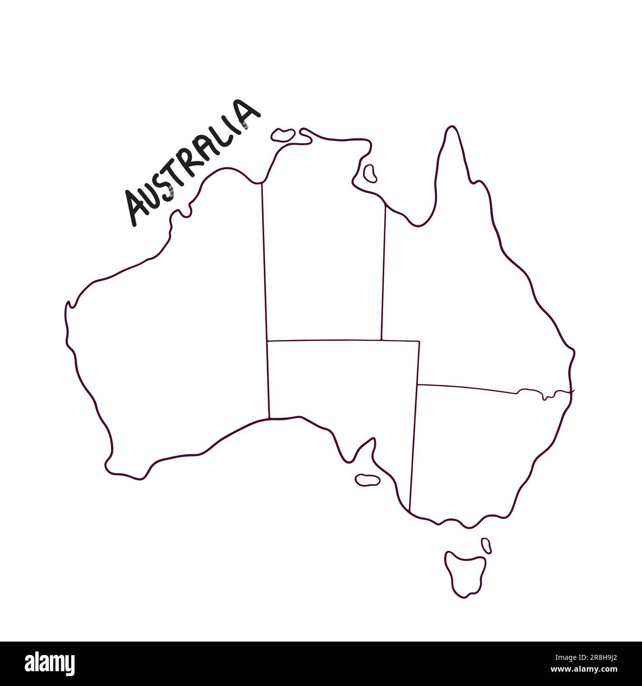 hand drawn doodle map of Australia Stock Vector