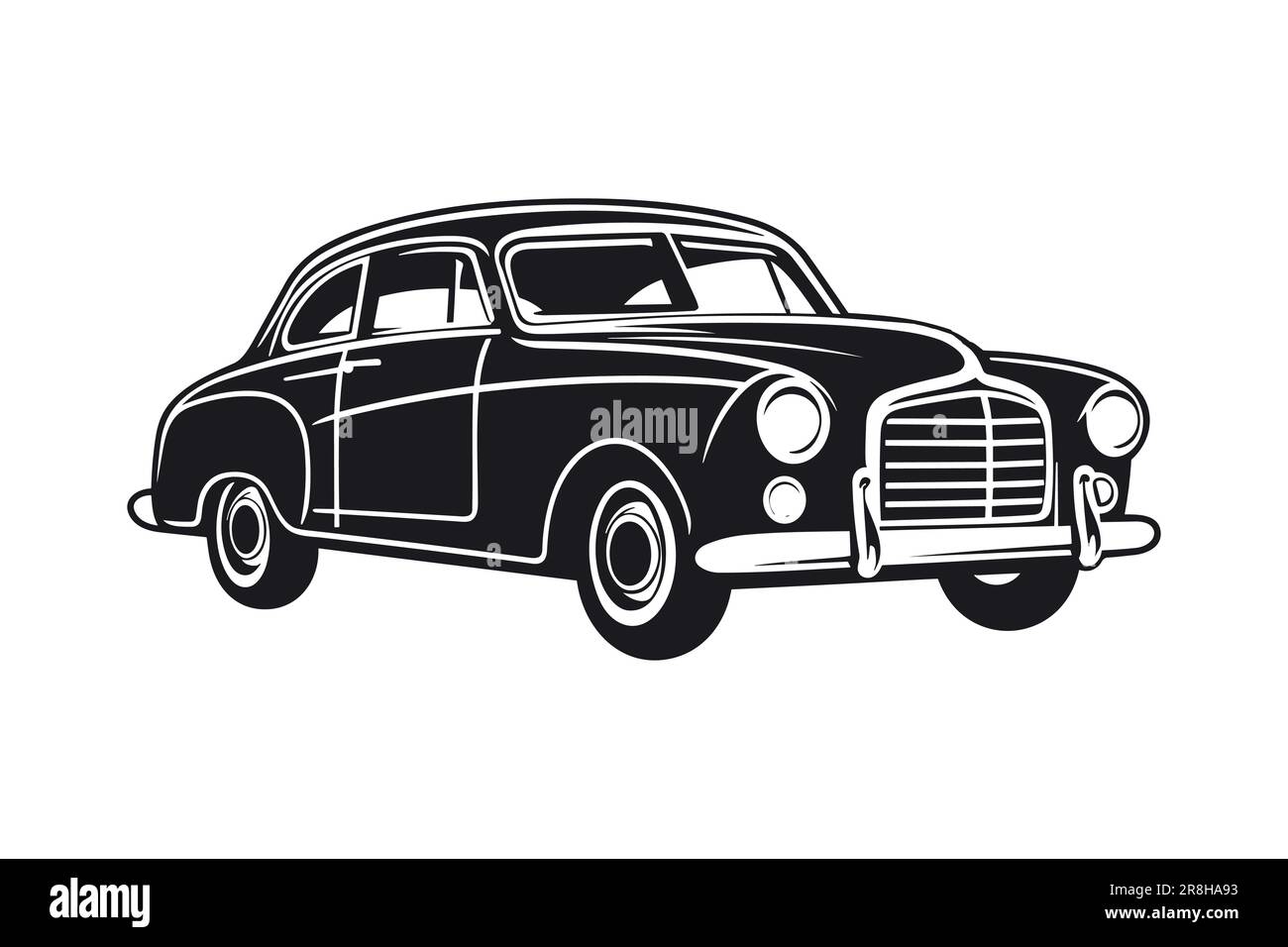 vintage classic car silhouette. retro car drawing. Vector illustration  Stock Vector Image & Art - Alamy
